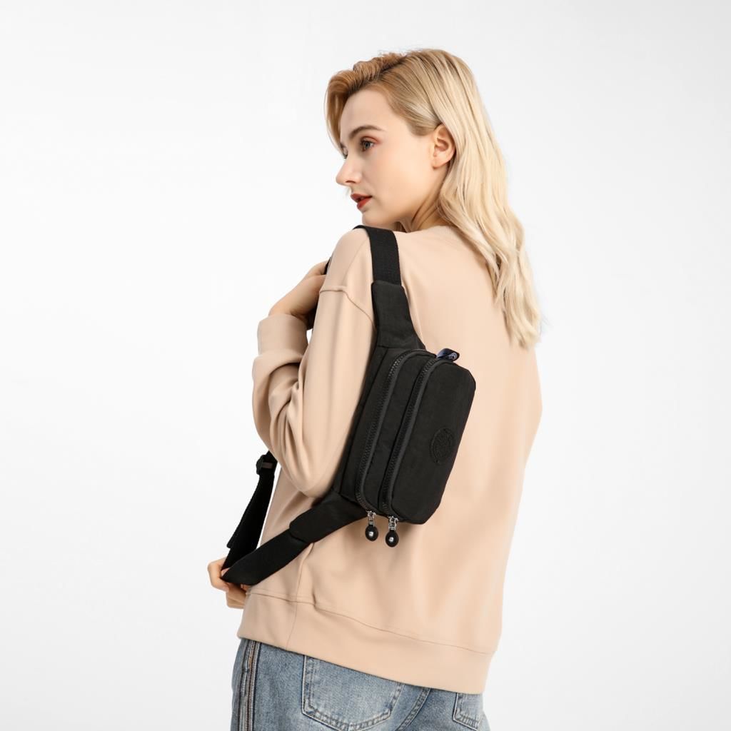 Smart Bags Bodybag Unisex Bel Çantası Krinkıl Kumaş 1154 Siyah
