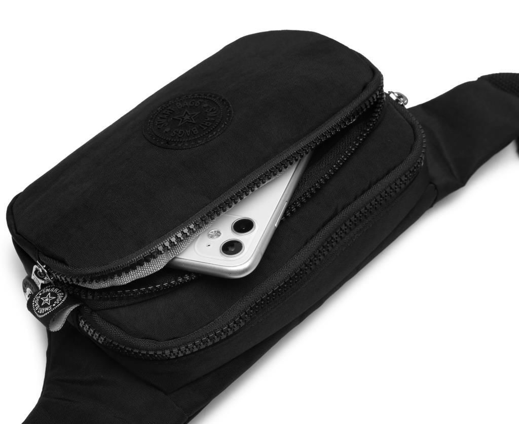 Smart Bags Bodybag Unisex Bel Çantası Krinkıl Kumaş 1154 Siyah