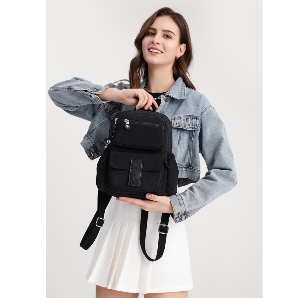 Smart Bags Kadın Sırt Çantası Küçük Boy Krinkıl Kumaş 3168 A.Yeşil
