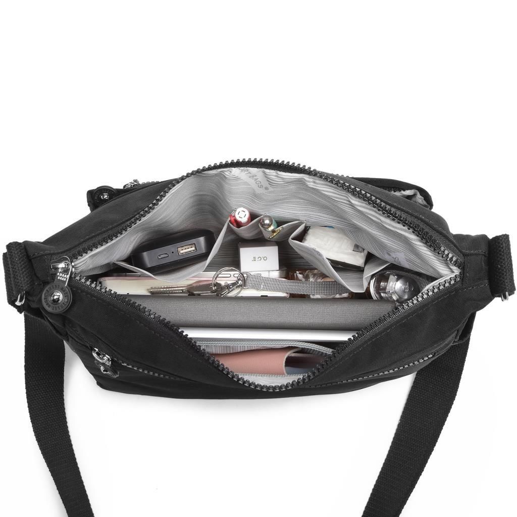 Krinkıl Kumaş Kadın Postacı Çantası Smart Bags 1238 Siyah