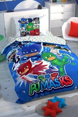 Taç  Pj Masks Hero Nevresim Takımı lisanslı Tek Kişilik