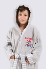 Ecocotton Racer Erkek Çocuk Bornoz Gri 13-14 Yaş