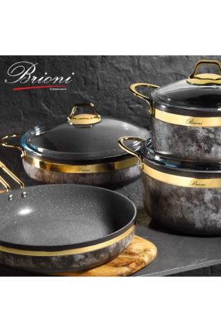 Brioni Royal Stone 7 Parça Kum Taşı&altın Taş Granit Tencere Seti