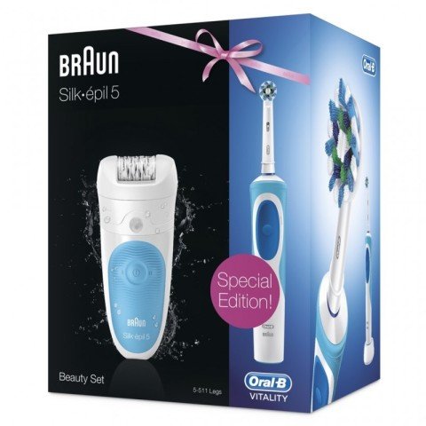 Braun Silk-epil 5 5-511 Epilatör + Oral-B Vitalty Şarjlı Diş Fırçası Beauty Set