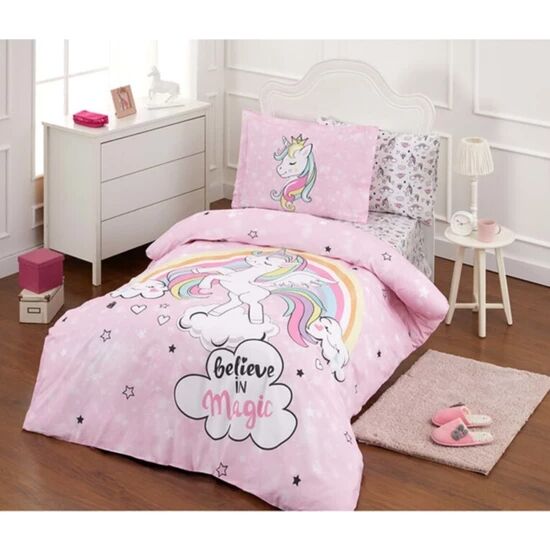 Özdilek Rnf Tek Kişilik Nevresim Takımı Pembe Unicorn