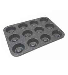 ThermoAd Granit Döküm 12 li Muffin Kek Kalıbı İçi Dolgulu