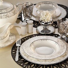 Kütahya Porselen Bone China 84 Parça 25141 Desenli Yemek Takımı