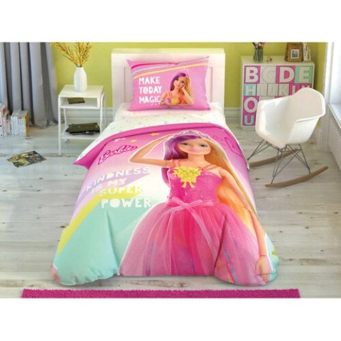 Taç Lisanslı Barbie Kindness Glow Tek Kişilik Nevresim Takımı