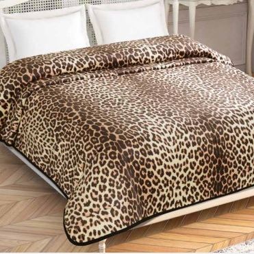 Taç Polyester Battaniye Leopard Kahve Çift Kişilik