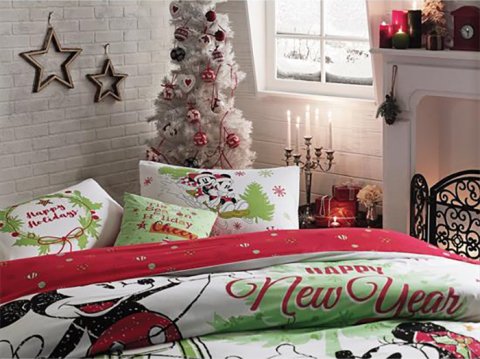 Taç Disney Minnie & Mickey yeni yıl Çift kişilik Nevresim Takımı