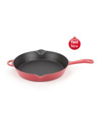 Yardımcı Kulplu Döküm  Tava Kırmızı 28 cm