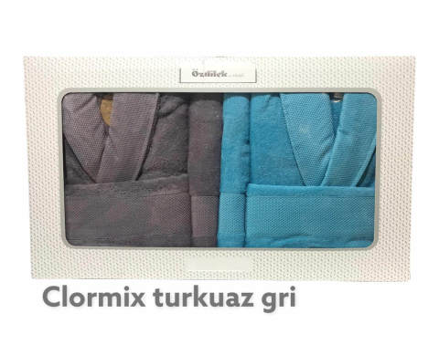 Özdilek Aile Bornoz Seti Colormix K.Tukuaz-K.Gri