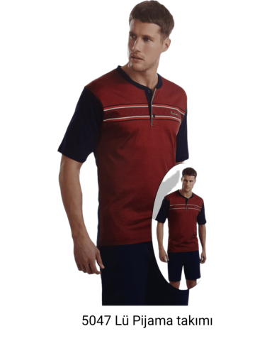 Pierre Cardin Pijama Takımı Jakarlı 3'lü 5047 Bordo -M-beden