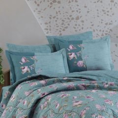 Hobby Poplin Çift Kişilik Kapitone Nevresim Takımı Benita Yeşil