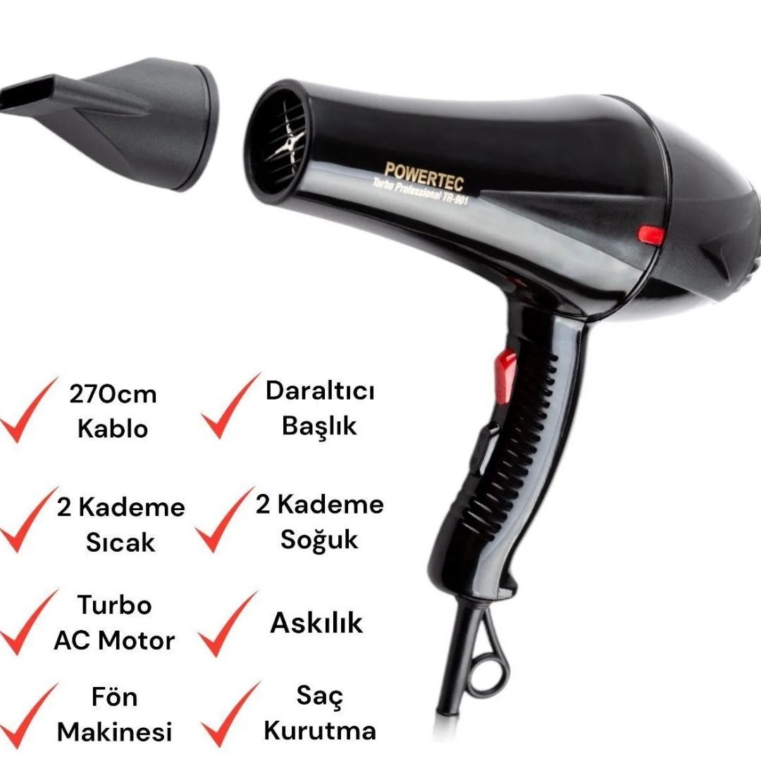 Powertec TR-901 Saç Kurutma Makinesi