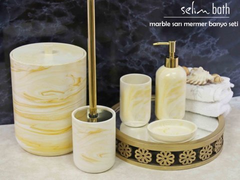 By Selim Marble Banyo Seti - Sarı Mermer