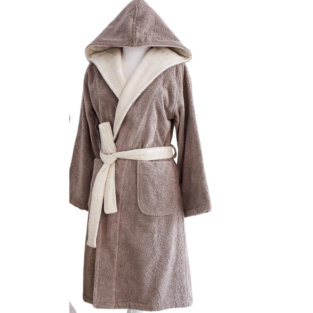 Soft Cotton Leaf Erkek Bornoz Vizon M Beden