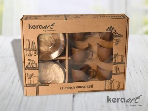Keramika Kahve Fincan takım magic silindir kulplu 12 parça mat renkli