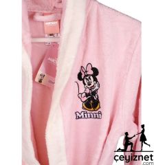 Özdilek Minnie Happy Lisanslı Çocuk Bornoz 5-6 yaş