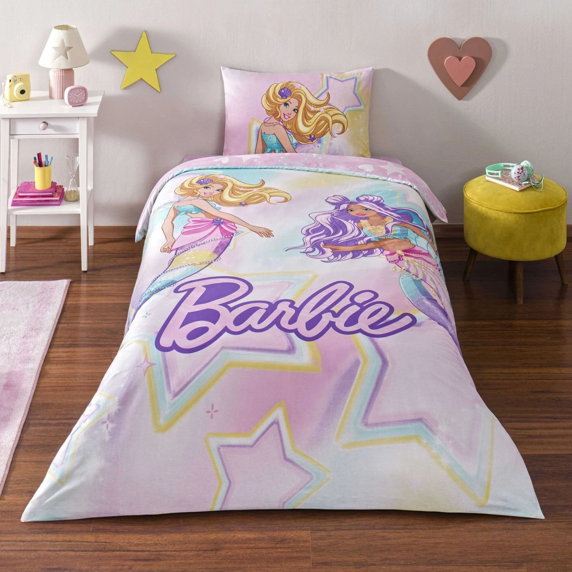 Taç Lisanslı Barbie Mermaıd 100 Tek Kişilik Nevresim Takımı