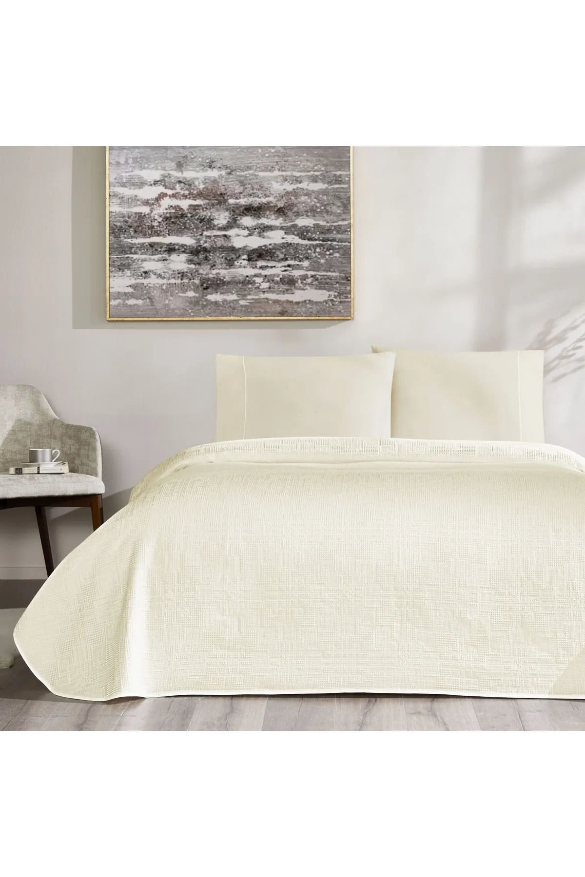Taç Çift Kişilik Jakar Pike takımı Vignes Beyaz 230x250cm
