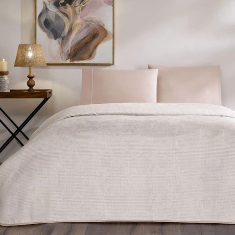 Taç Çift Kişilik Jakar Pike takımı Tresor Pudra 230x250cm