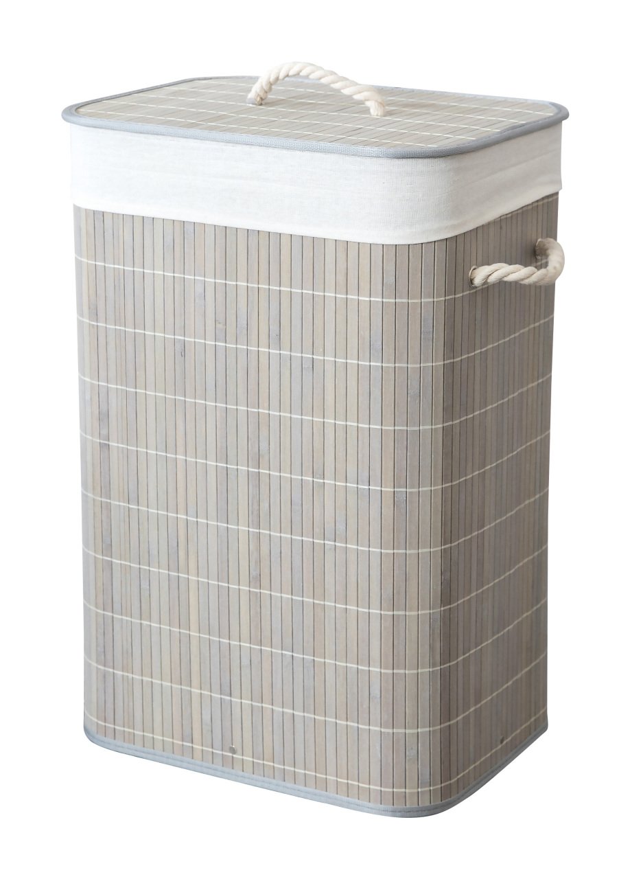 Bambu Katlanabilir Dikdörtgen Kirli Sepeti Gri 40x30x60 cm
