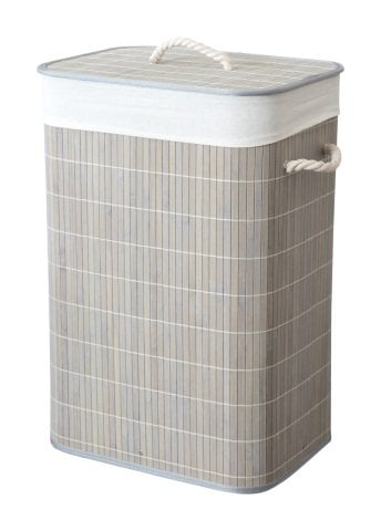 Bambu Katlanabilir Dikdörtgen Kirli Sepeti Gri 40x30x60 cm