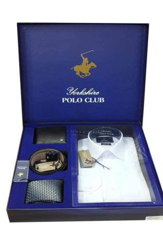 Polo Club 4'lü Kemer Gömlek Kravat Damat Set 871 M Beden