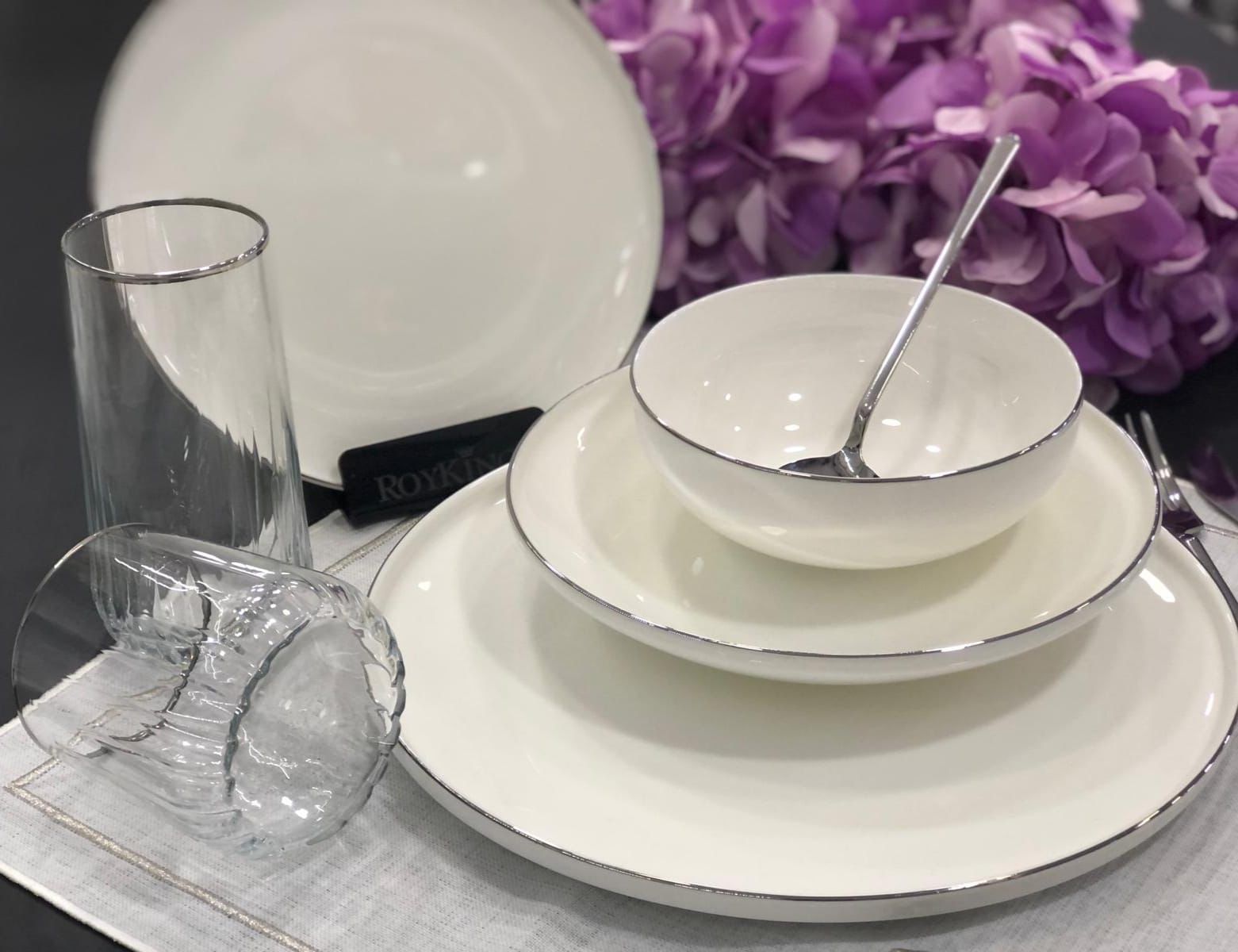 Royking Sİlver Thin 55 Parça Bone China Yemek Takım DSN 049