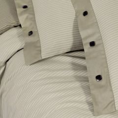 Sarev Stripe Bej  Fancy Poplin Nevresim Takımı Çift Kişilik