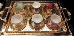 Matmazel Turkish Coffee Tepsili 6 Kişilik Kahve Fincan Takımı