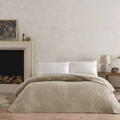 Taç Tessra Embos Çift Kişilik Battaniye – Bej