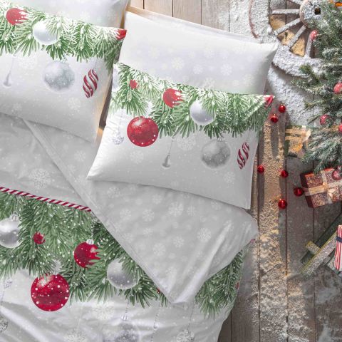 Taç Snowflake Ranforce Çift Kişilik Nevresim Takımı- Yeşil