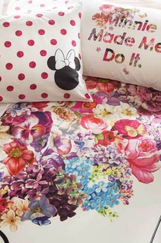 Taç Disney Minnie Flowers Çift Kişilik Nevresim Takımı