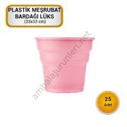 Plastik Meşrubat Bardağı Lüks Pembe 25 ADET