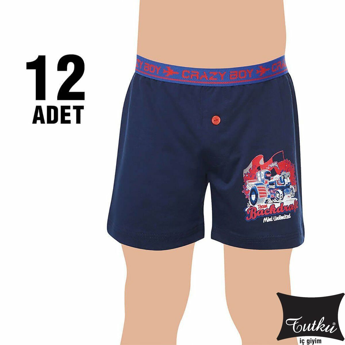 Tutku 0253 Elestan Baskılı Erkek Çocuk Boxer 12'li