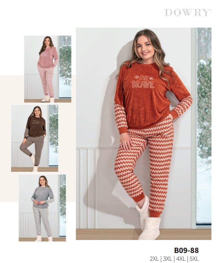 Dowry 09-88 Battal Kışlık Uzun Kol Bayan Pijama Takımı