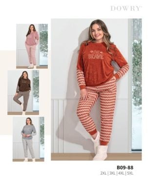 Dowry 09-88 Battal Kışlık Uzun Kol Bayan Pijama Takımı