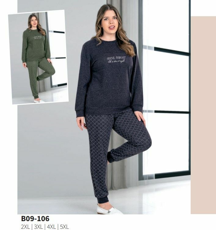 Dowry 09-106 Battal Kışlık Uzun Kol Bayan Pijama Takımı