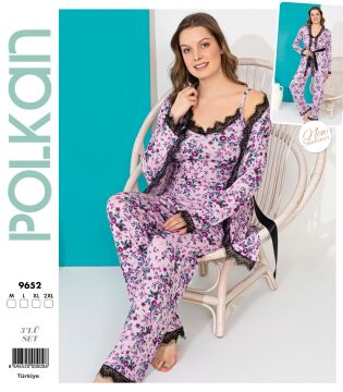 Polkan 9652 Pegasus 3'lü Bayan Pijama Takımı