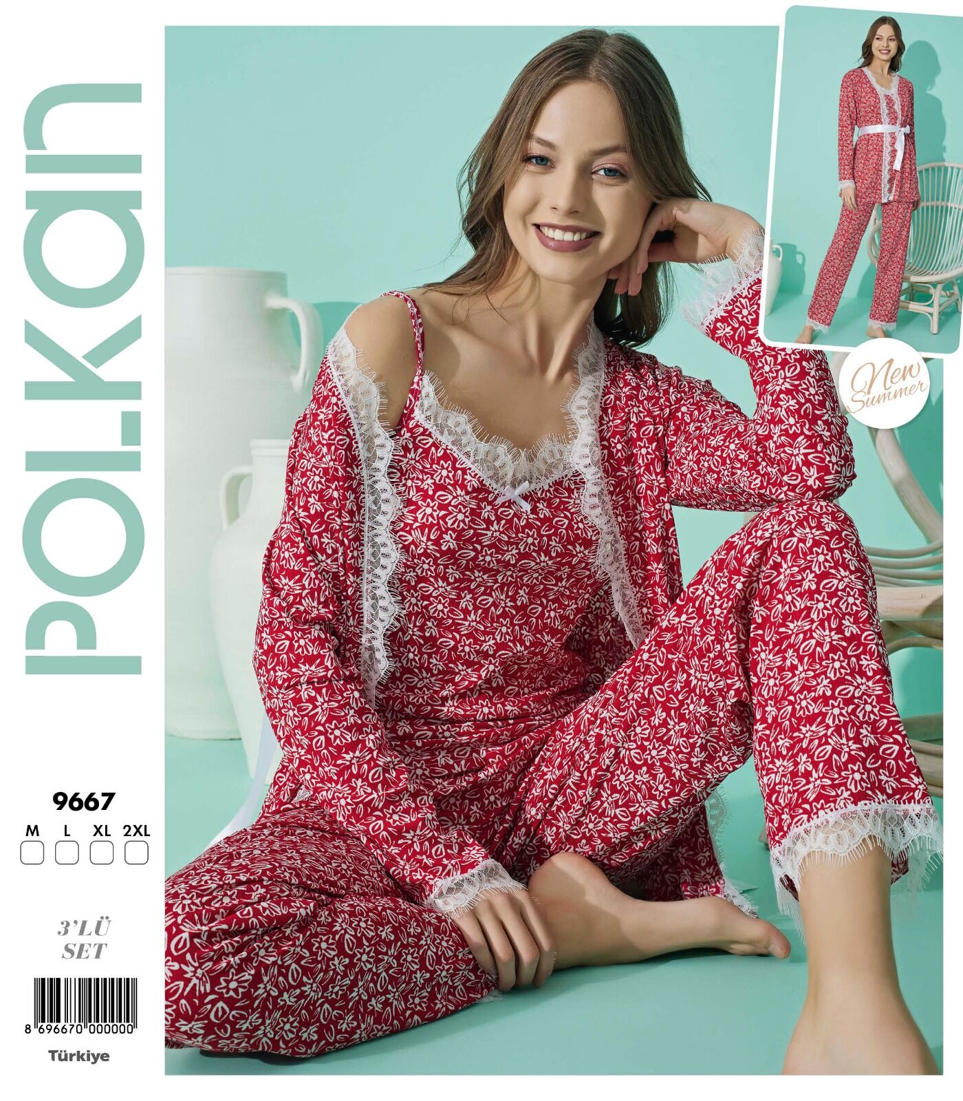 Polkan 9667 Pegasus 3'lü Bayan Pijama Takımı