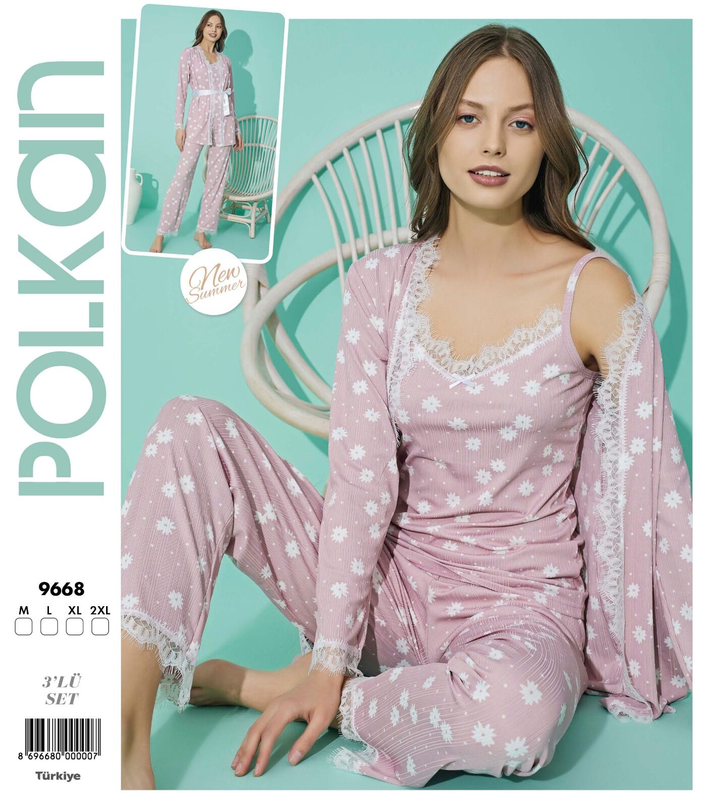 Polkan 9668 Pegasus 3'lü Bayan Pijama Takımı