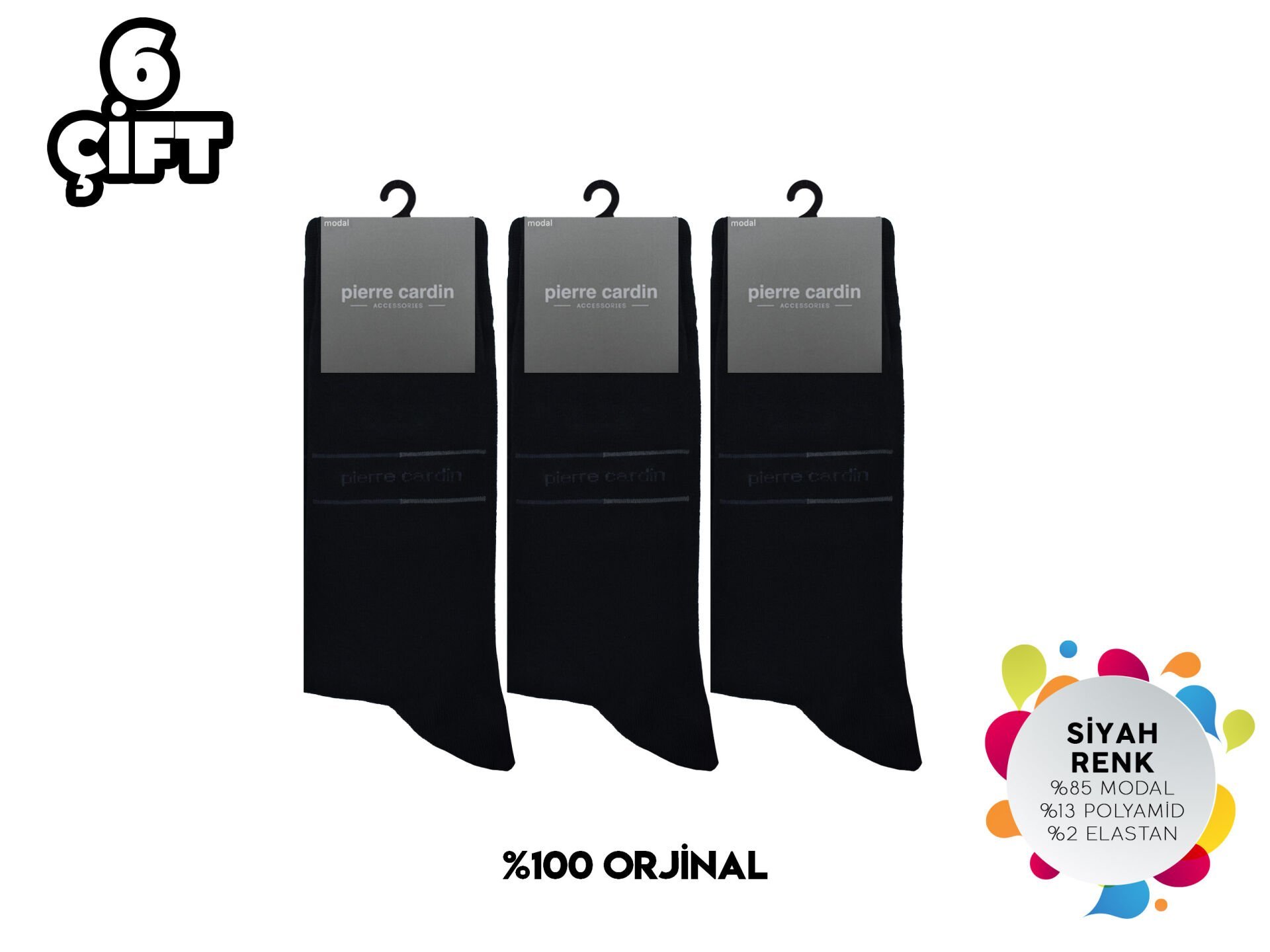 Pierre Cardin 933-Siyah Erkek Modal Çorap 6'lı
