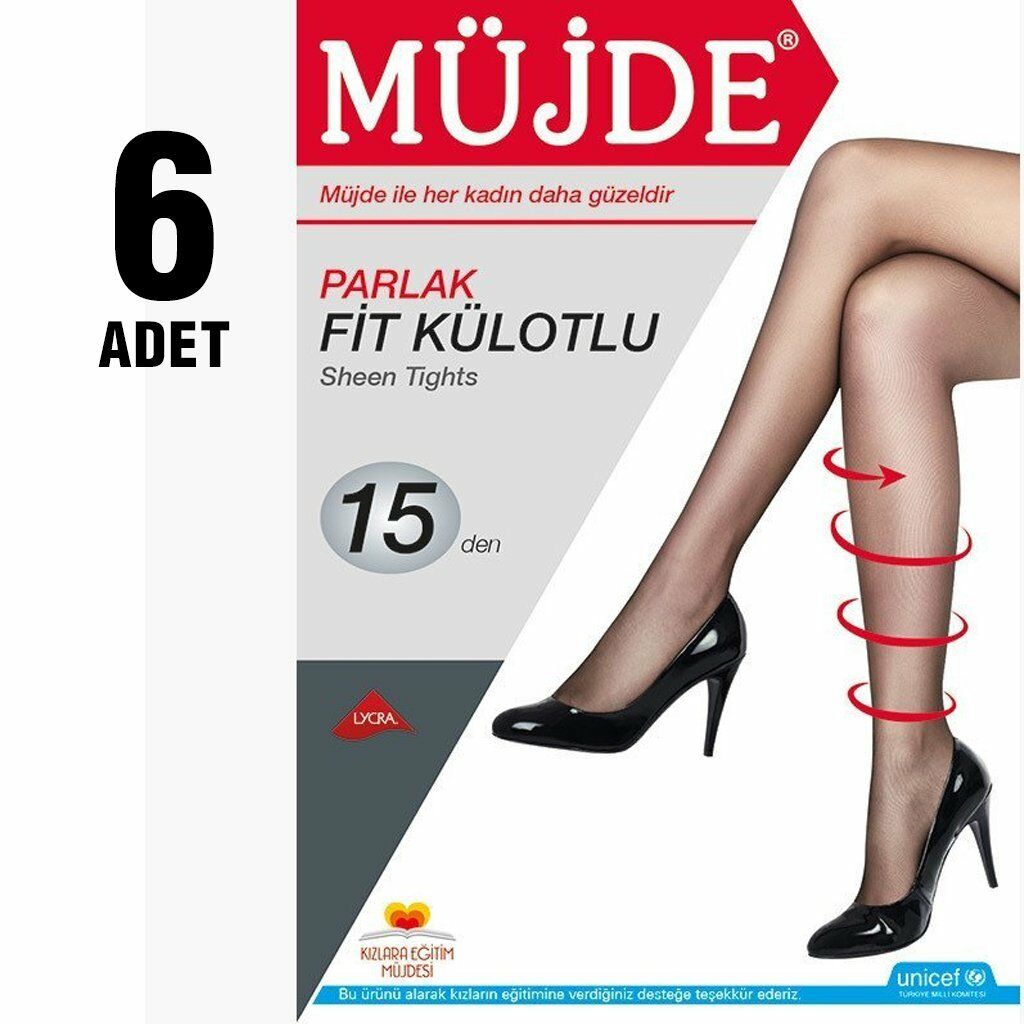 Müjde 15 Den Parlak Fit  Külotlu Çorap 6'lı