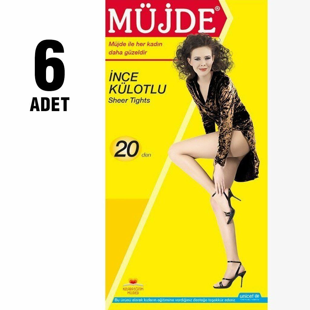 Müjde 20 Den Sarı Kutu İnce Külotlu Çorap 6'lı