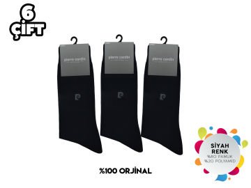 Pierre Cardin 735-Siyah Erkek Penye Çorap 6'lı