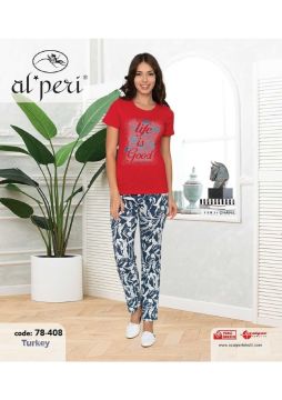 Alperi 78-408 Bayan Kısa Kol Pijama Takım
