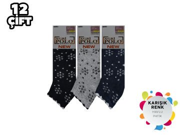 XGRİ POLO 82-2 Bayan Havlu Patik 12'li