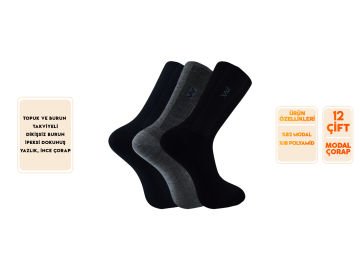 Pola 4050-30 Yazlık Erkek Modal Çorap 12'li
